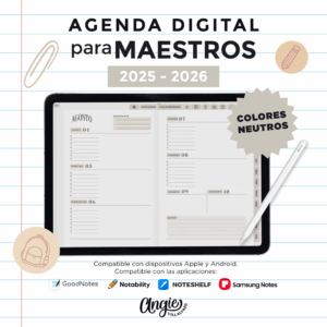 Agenda Digital Escolar para Maestros (colores neutros) 2025 - 2026