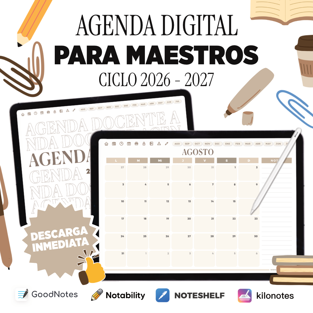 AGENDA DIGITAL MAESTROS 2026 - 2027 COLORES NEUTROS: imagen 1
